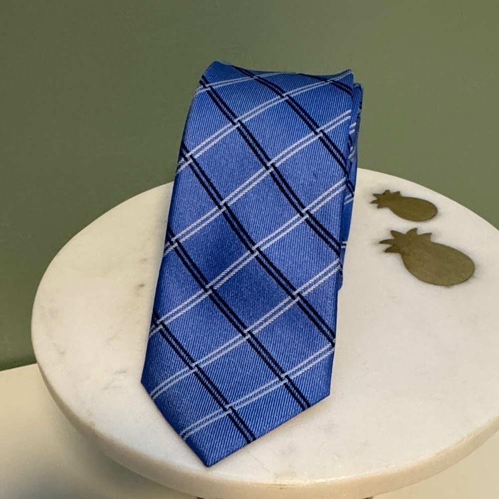Lauren Ralph Lauren 100% silk Blue Checkered Men's Tie - Picture 1 of 5